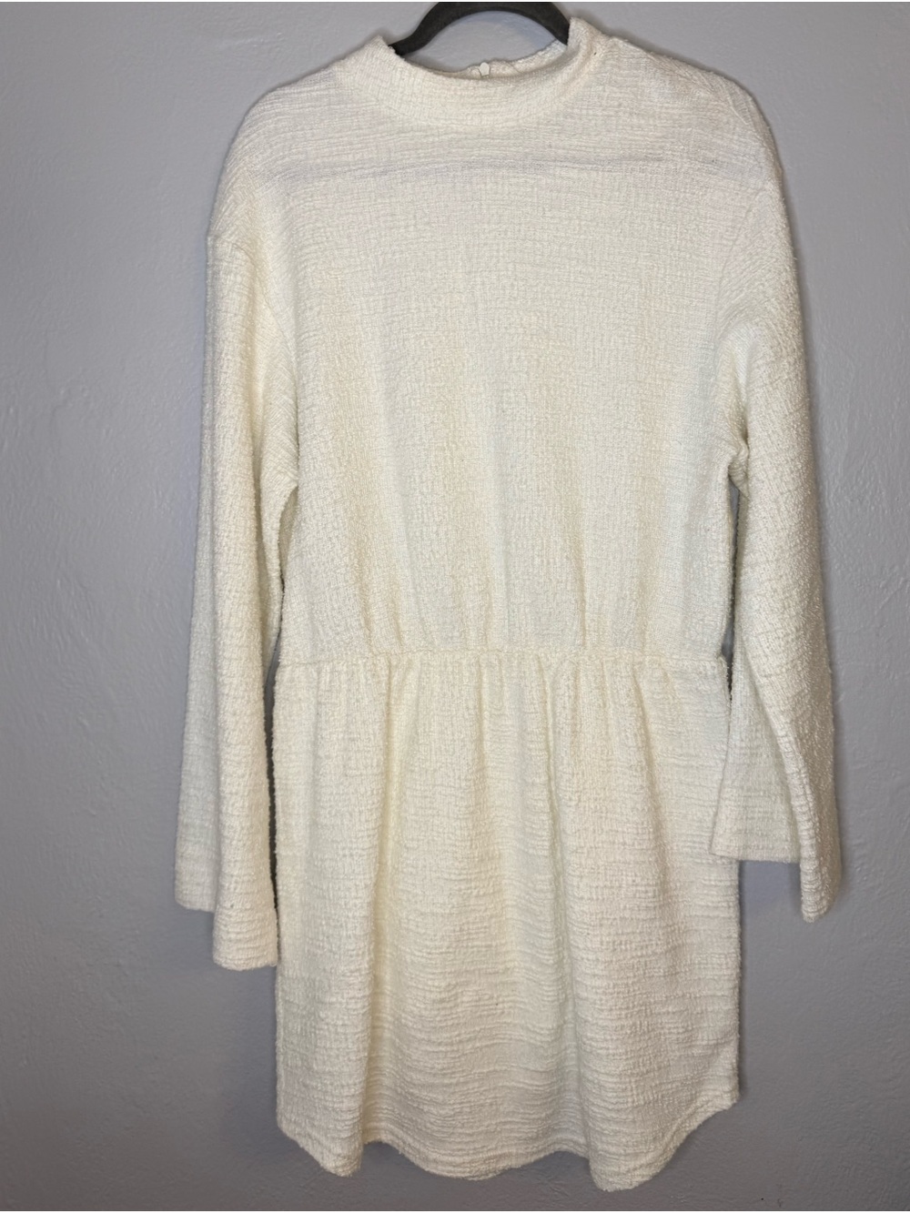 Anthropologie dolan Cream Textured Long Sleeve Mini Dress Size Medium - Picture 4 of 16